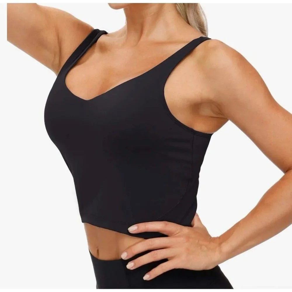 THE GYM PEOPLE Longline Sports Bra Size M Black New With Tags